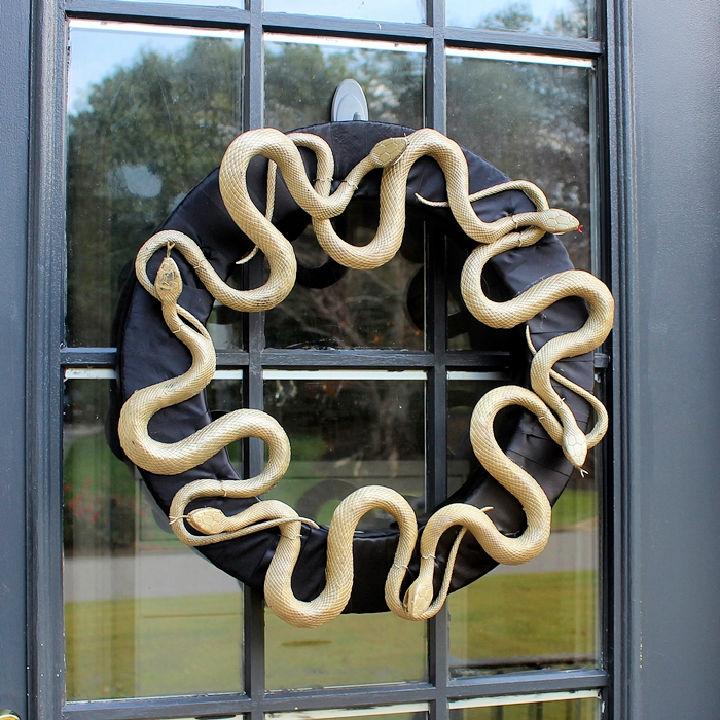 Creepy Gold Snakes Halloween Wreath