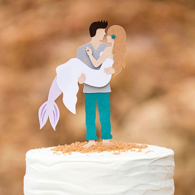 Custom Mermaid Man Wedding Cake Topper
