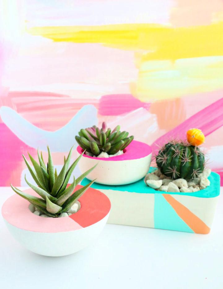 DIY Asymmetrical Concrete Planters