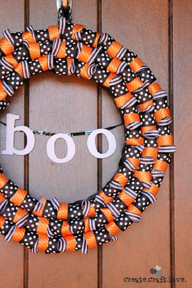 DIY Halloween Ribbon Wreath