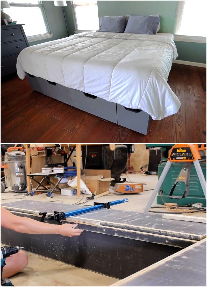 DIY King Platform Bed Storage