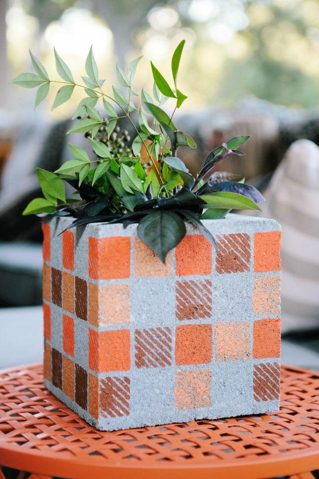 DIY Painted Cinder Block Planter