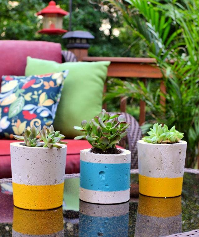 DIY Painted Concrete Planters