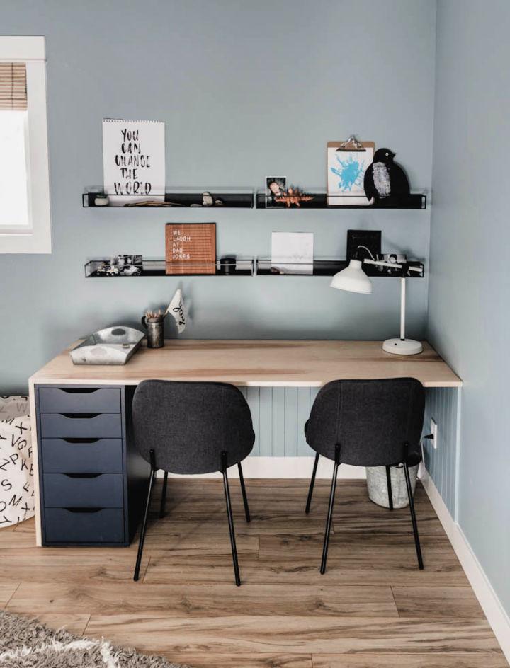 DIY Plywood Double Desk with Drawers