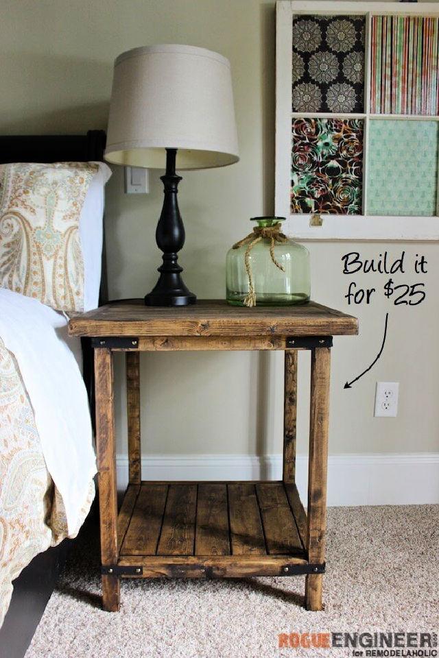 DIY Rustic Square Bedside Table