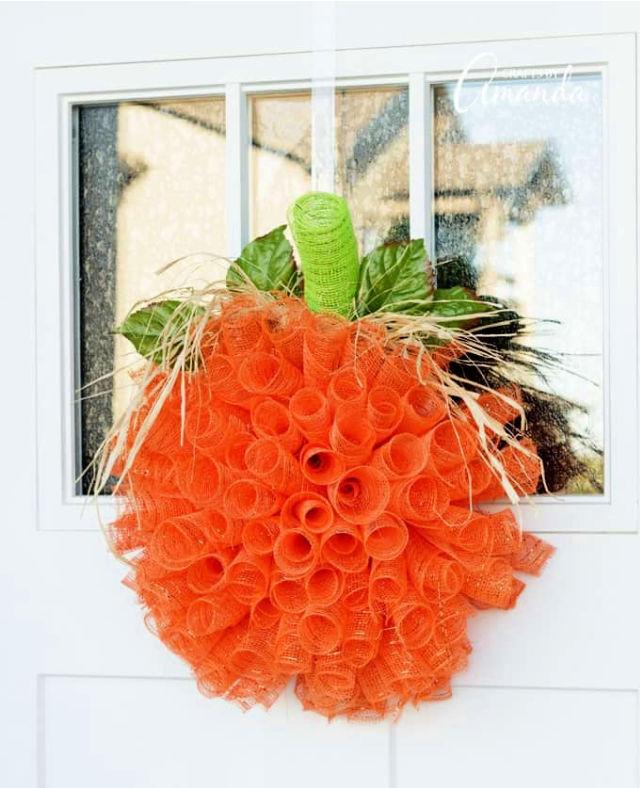 Deco Mesh Pumpkin Wreath