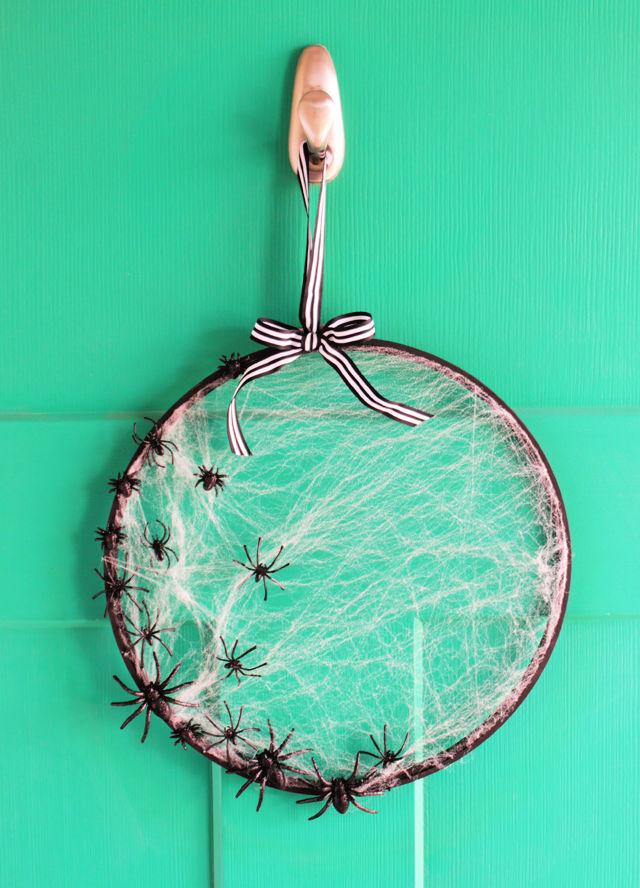Embroidery Hoop Spiderweb Wreath