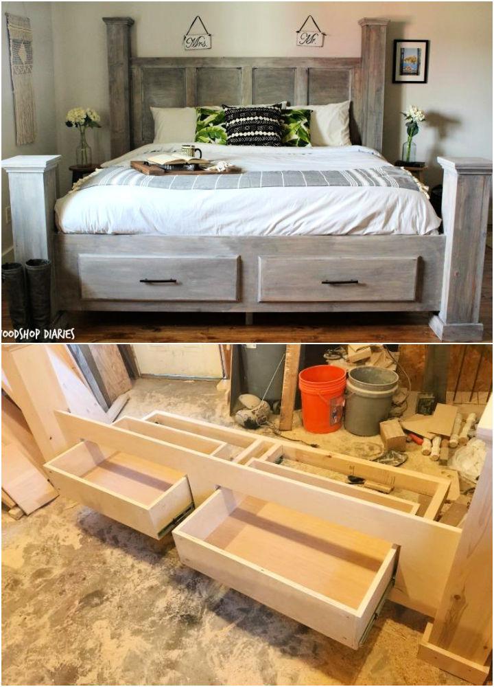 DIY Farmhouse Storage Bed