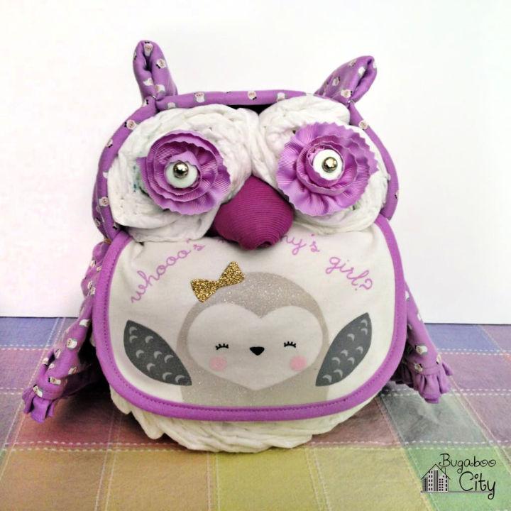 Handmade Owl Diaper Cake