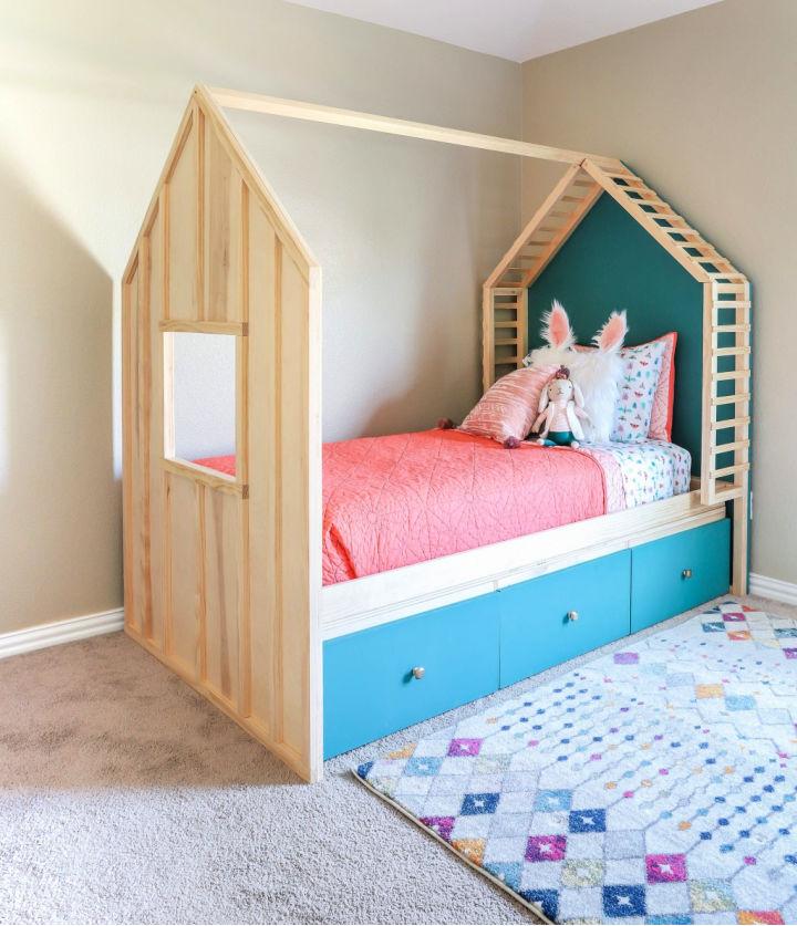 Kids House Bed with Storage