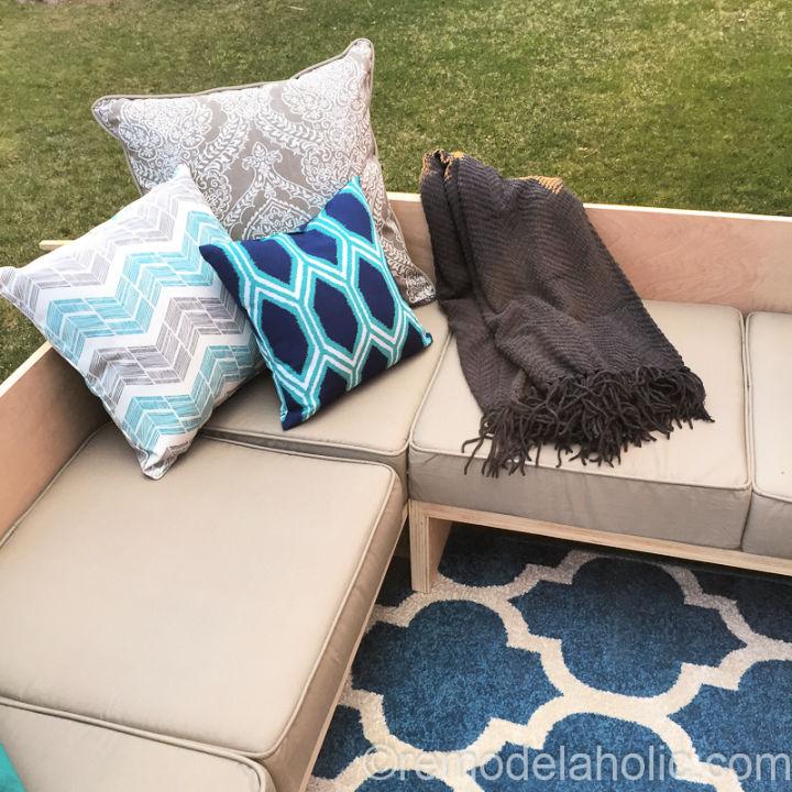 Outdoor Plywood Sectional with Cushion Storage