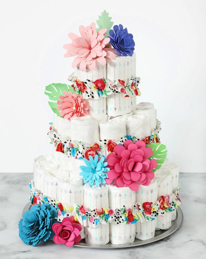 Paper Flower Diaper Cake