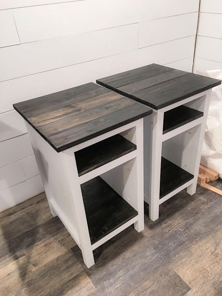 Planked Wood Bedside Table with Shelves