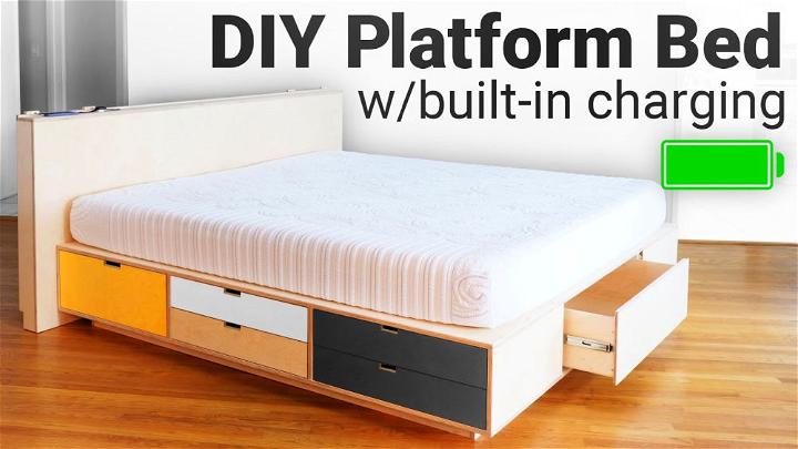 Platform Bed with Built in Charging