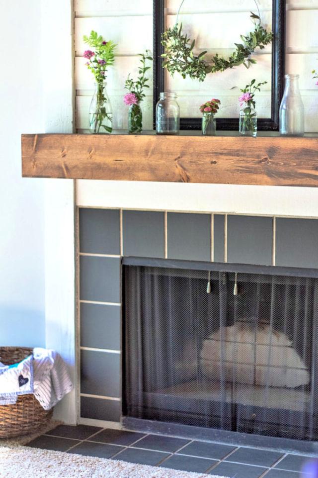 Simple DIY Fireplace Mantel