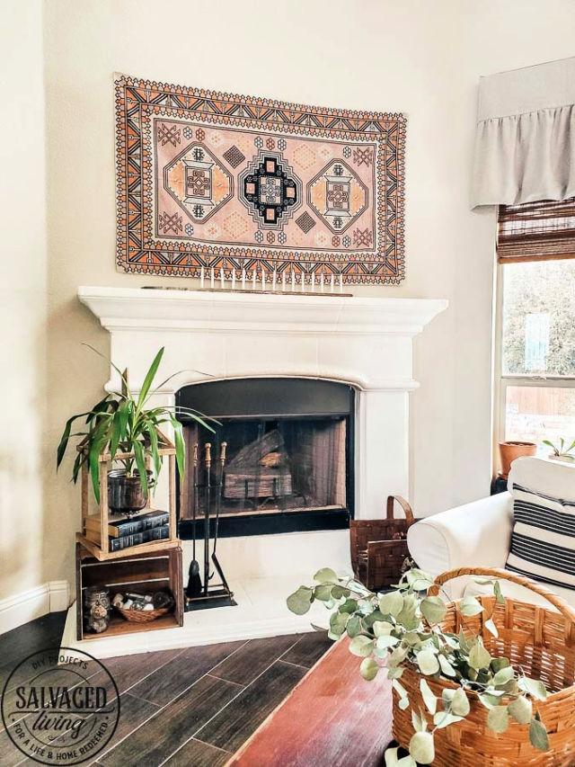 Stone Fireplace Mantel To DIY Wood Mantel