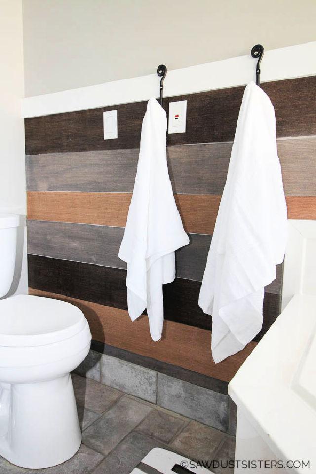 Bathroom Towel Rack with Peel and Stick Planks