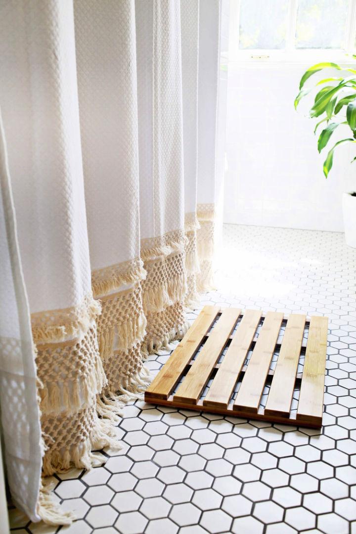 DIY Macrame Shower Curtain