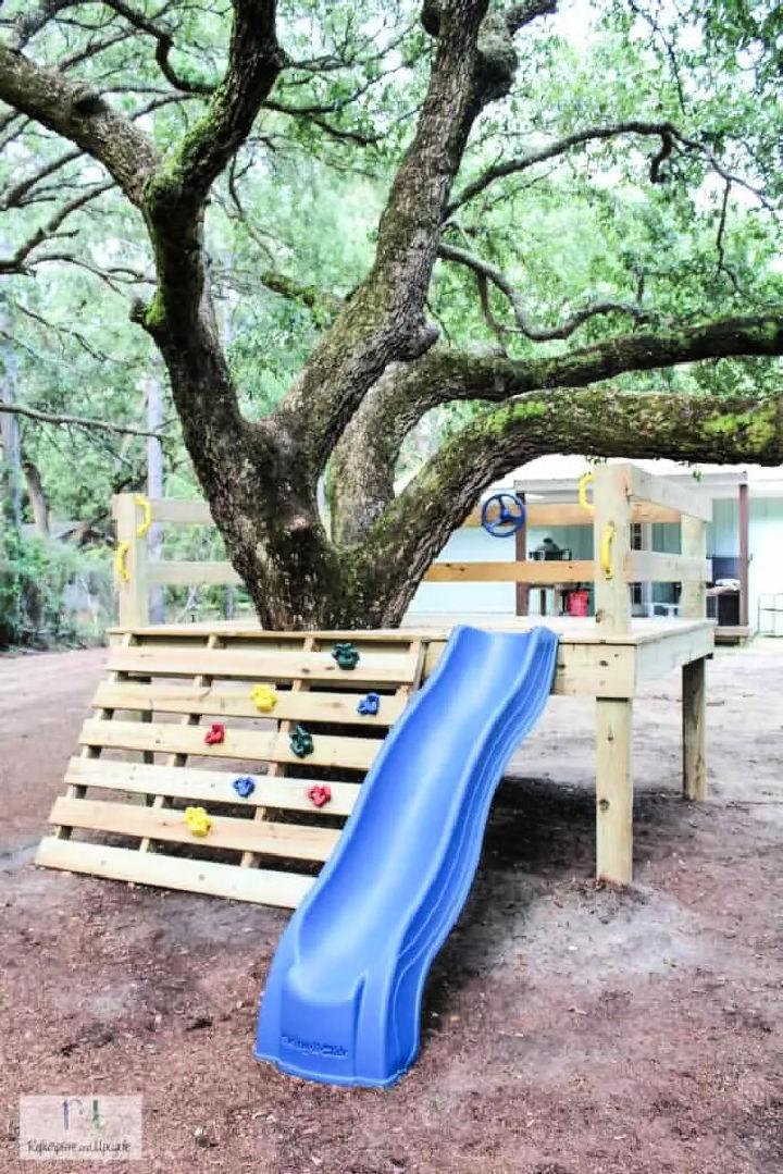 DIY Platform Tree House with Slide
