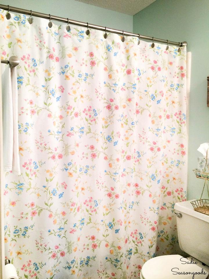 Floral Shower Curtain from Vintage Sheets