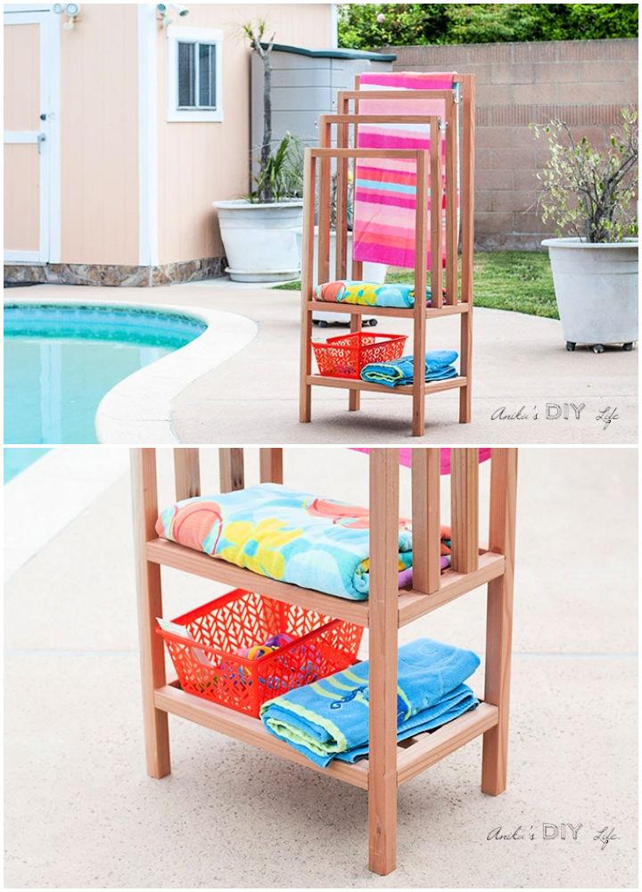 Outdoor Towel Rack with Shelves