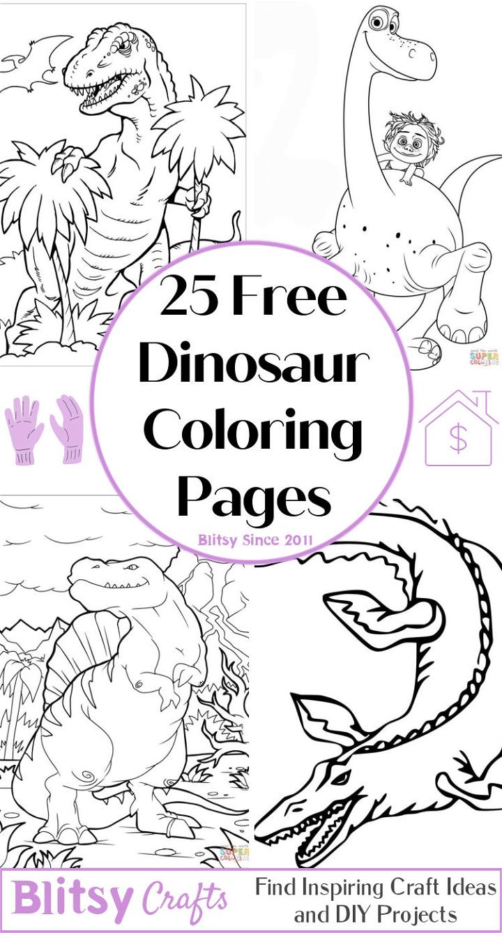 25 Easy and Free Dinosaur Coloring Pages for Kids and Adults - Cute Dinosaur Coloring Pictures and Sheets Printable