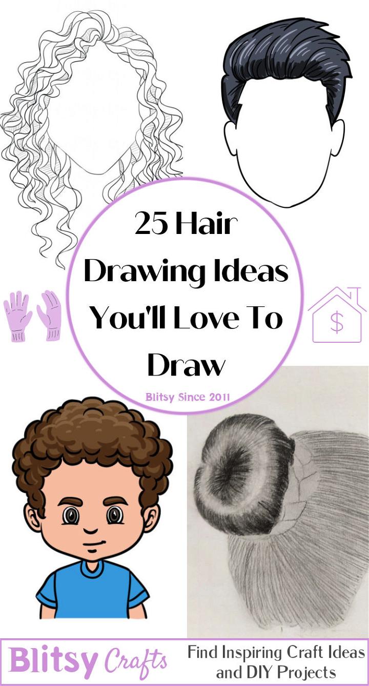 20 Easy Hair Drawing Ideas - How to Draw Hair - Blitsy