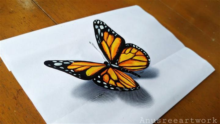 3D Butterfly Drawing in Easy Way
