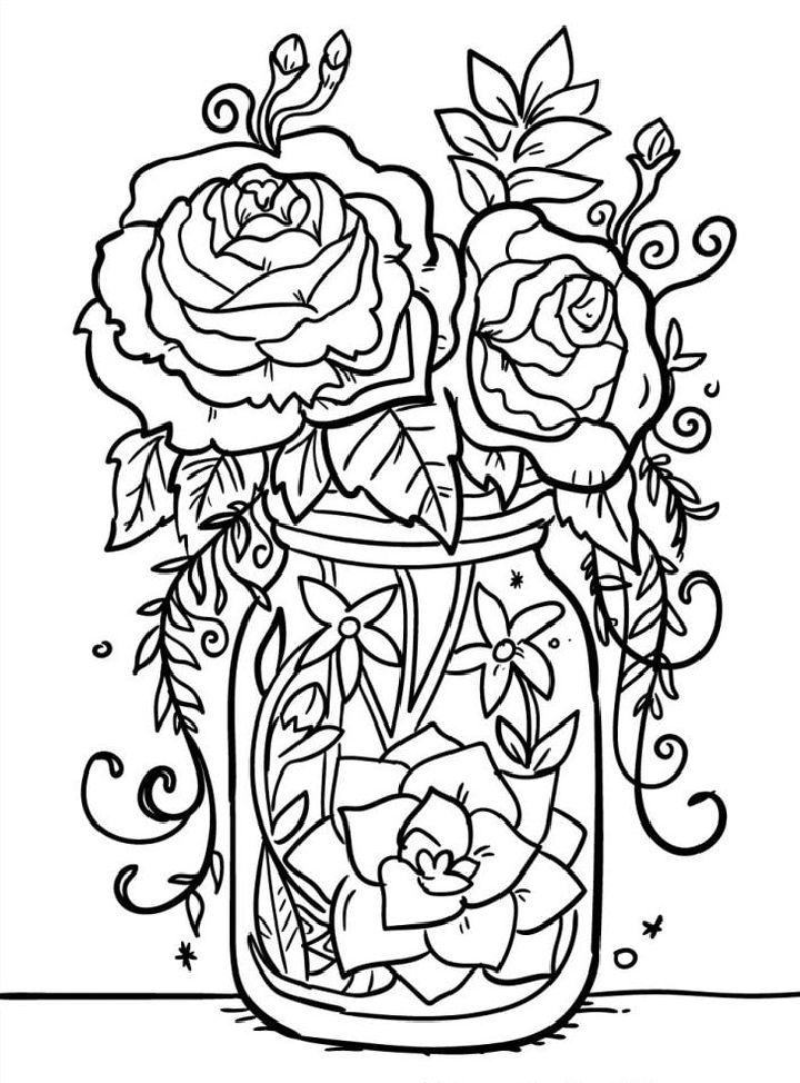 Adult Flower Coloring Book Pages