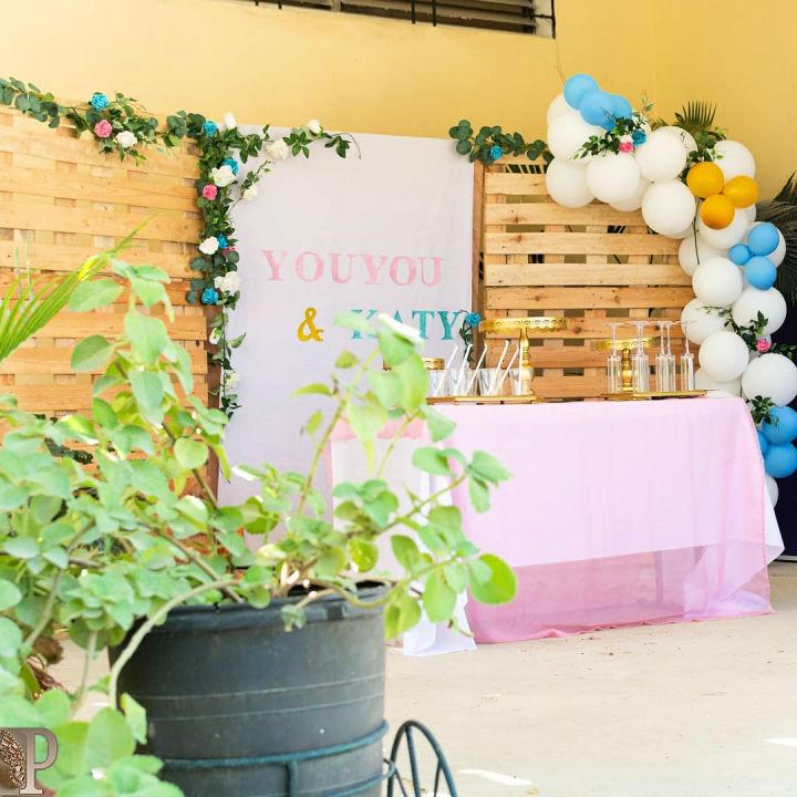 Blue And Pink Pallet Backdrop