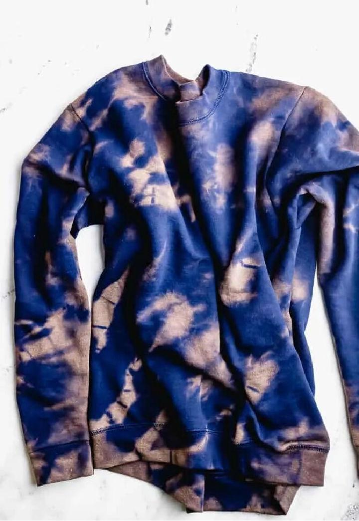 Blue Tie Dye Sweatshirt with Bleach