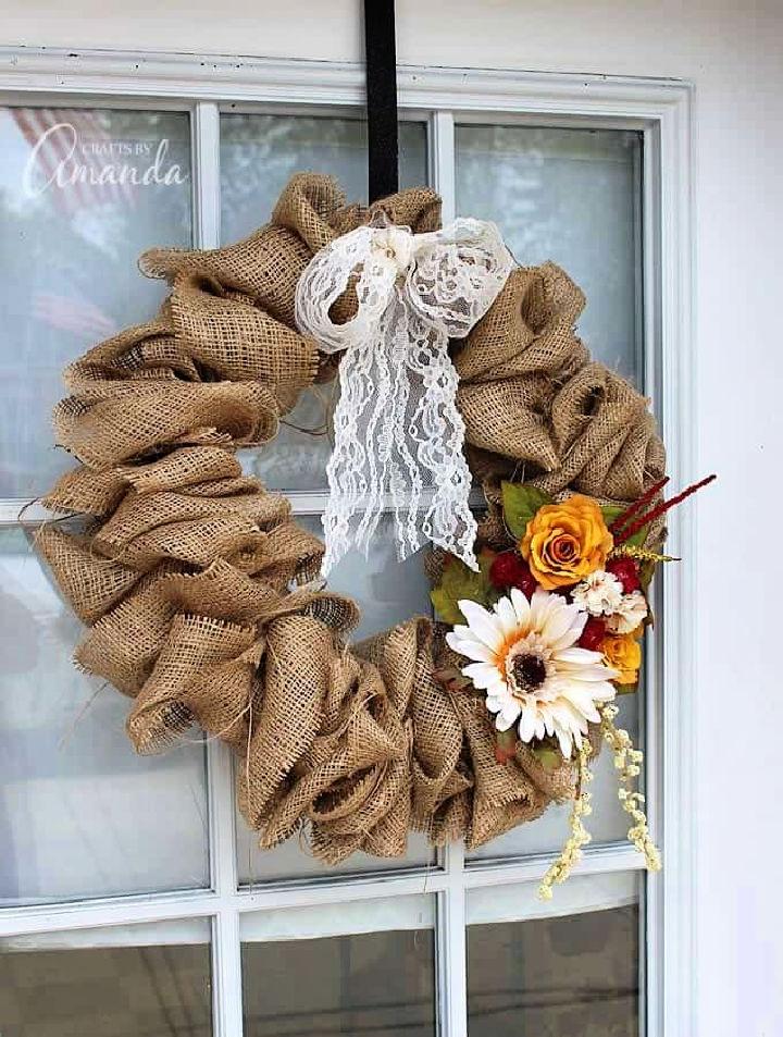 Burlap Wreath Using a Wire Coat Hanger