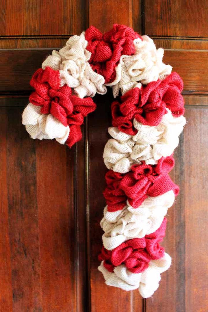 Candy Cane Wreath from Burlap