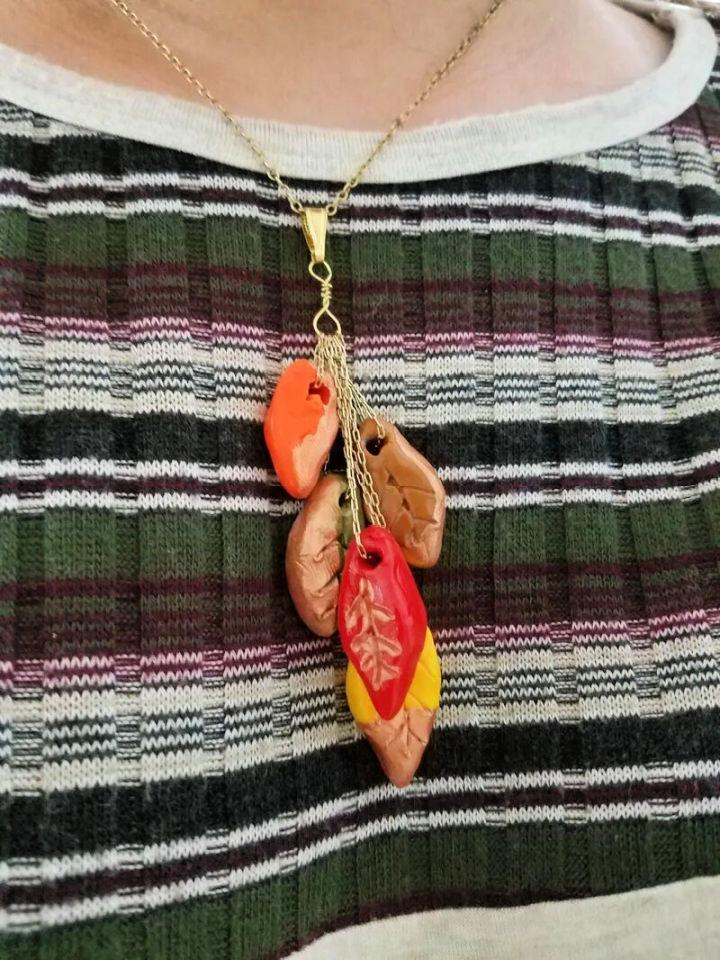 Cascading Fall Leaf Necklace Using Polymer Clay