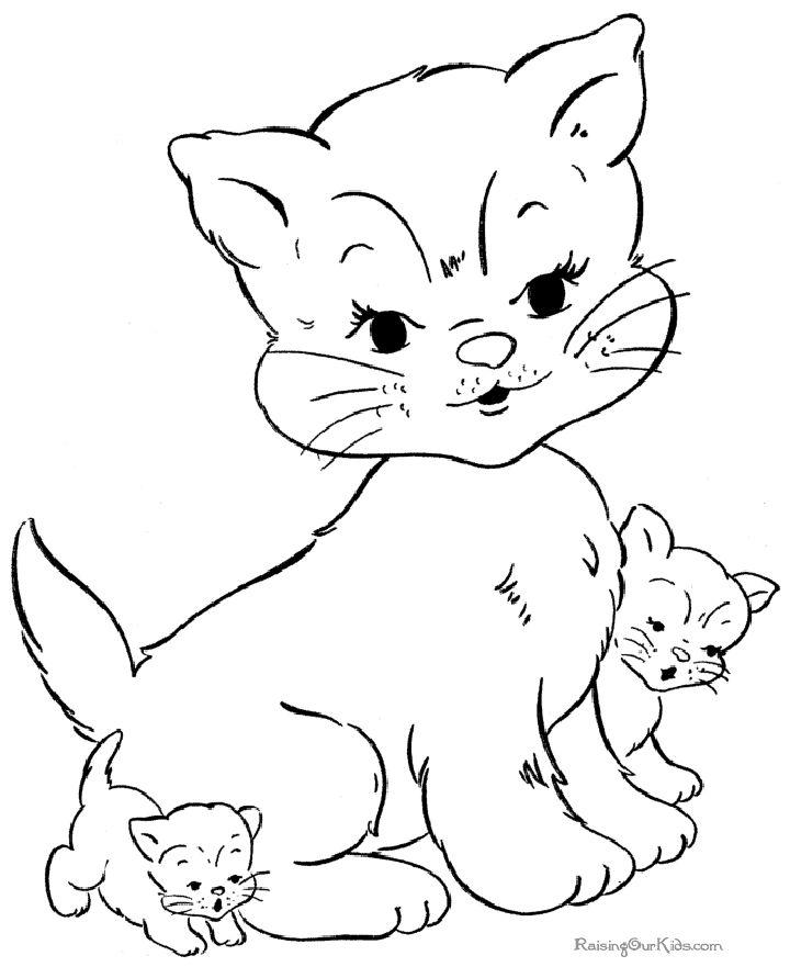 Cat and Kitten Coloring Pages Printable