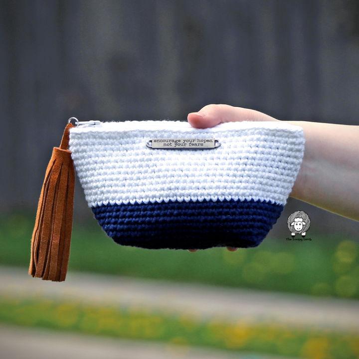 Color Block Crochet Make Up Bag