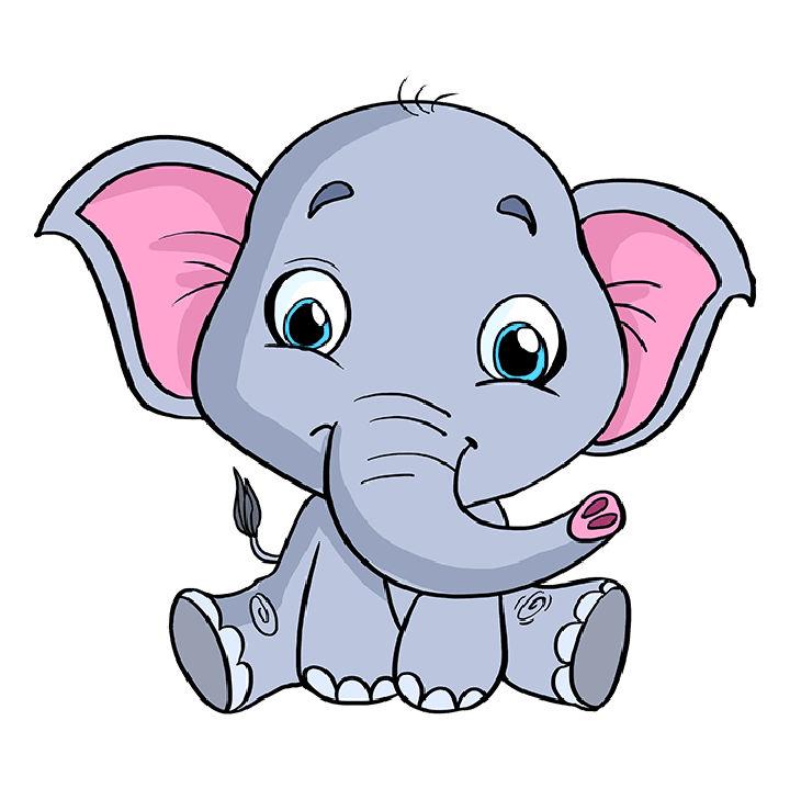 Colorful Baby Elephant Drawing