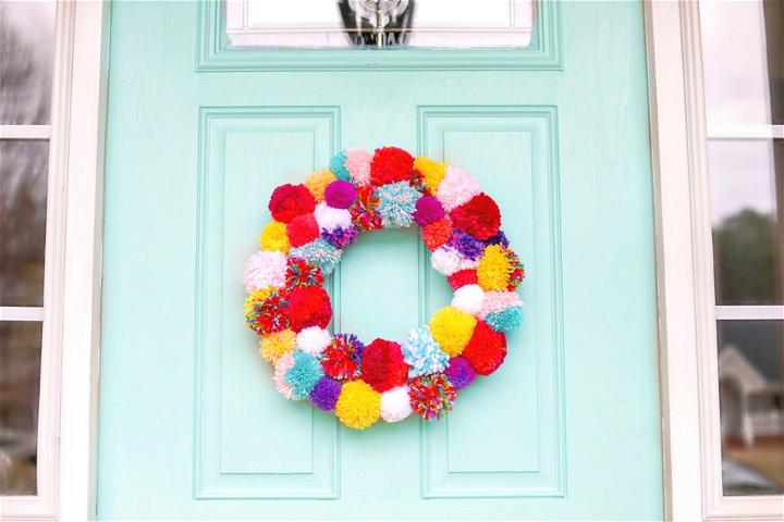 Colorful Pom Pom Wreath