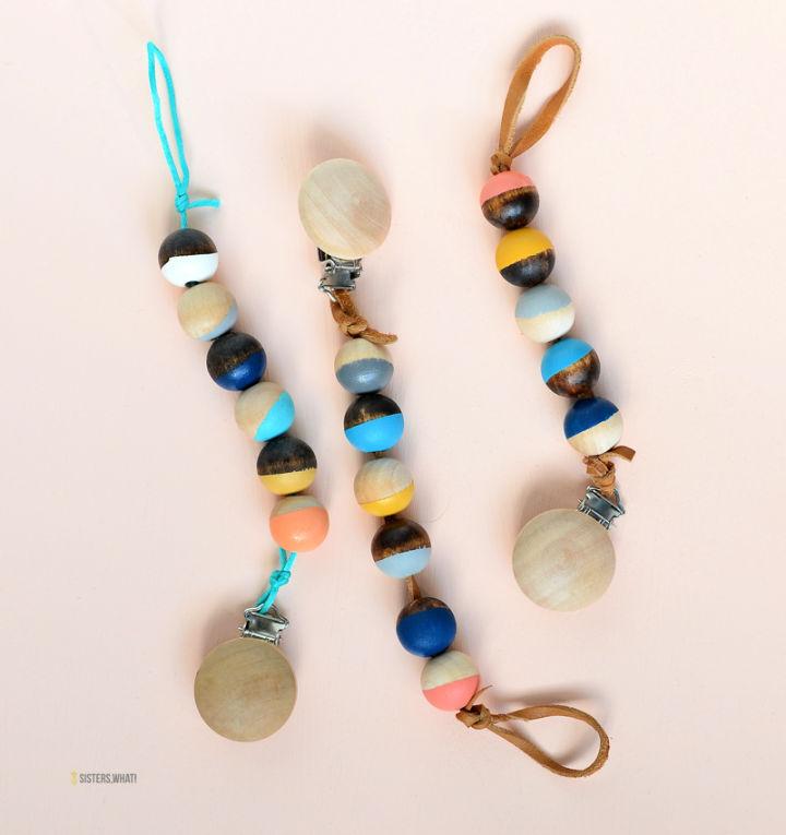 Colorful Wooden Pacifier Clip