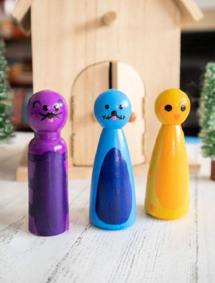 Colorful Wooden Peg Arctic Animals