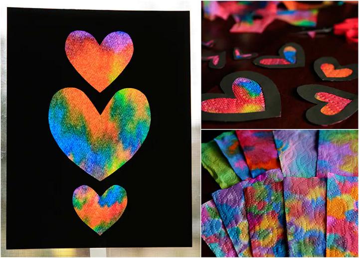 Colourful Tie Dyed Heart Suncatchers