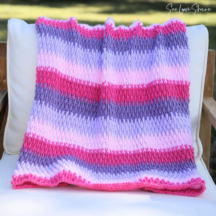 Crochet Alpine Candy Striped Baby Blanket Pattern