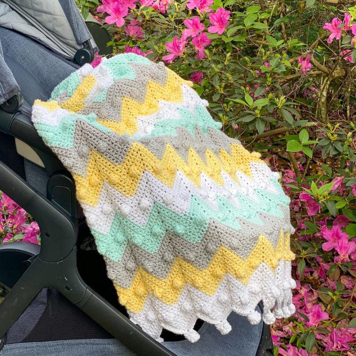 Free Crochet Bobble Chevron Baby Blanket Pattern