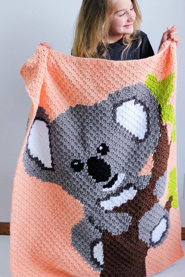Koala C2C Crochet Baby Blanket Pattern