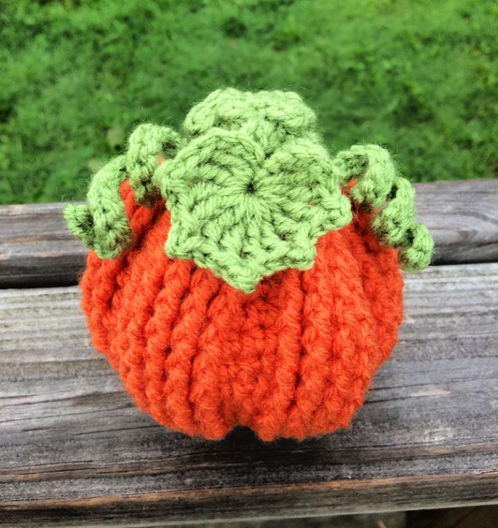 Crochet Textured Pumpkin Drawstring Pouch