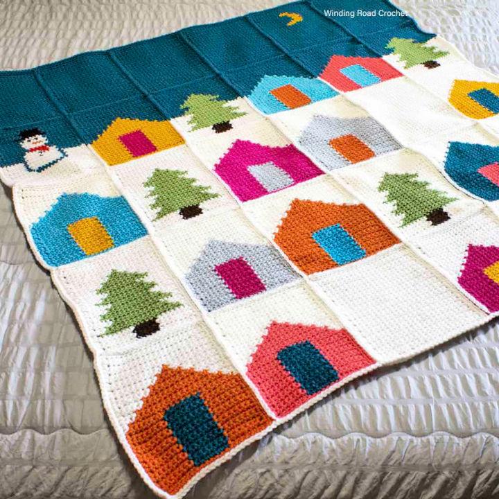 Crochet Winter Village Baby Afghan Pattern