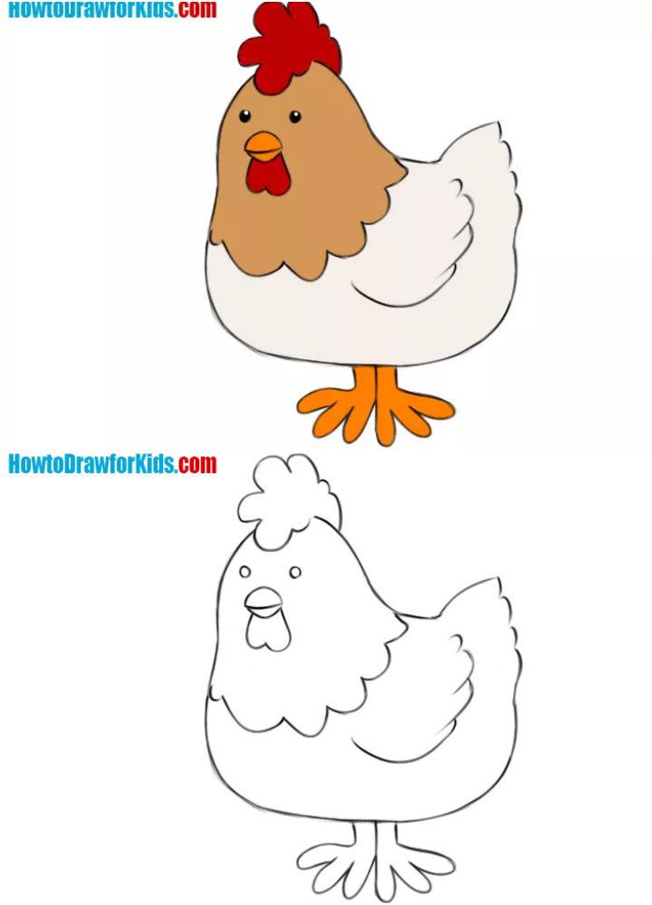 Cute Chicken Drawing
