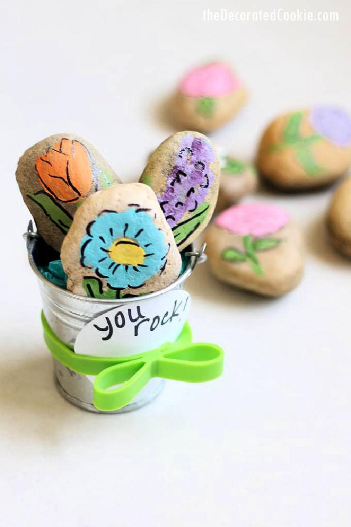 Cute Flower Painted Rocks