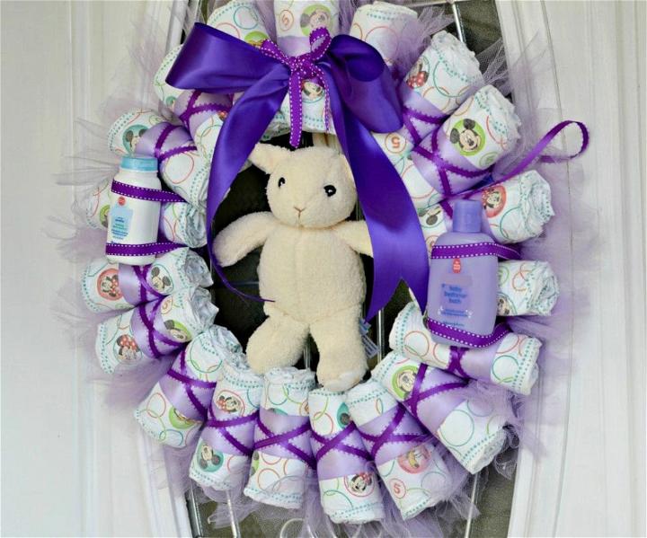 DIY Diaper Wreath for Baby Shower
