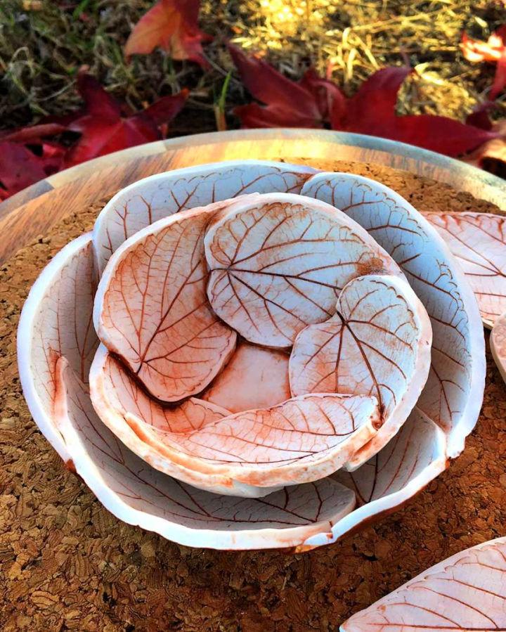 DIY Polymer Clay Leaf Bowls
